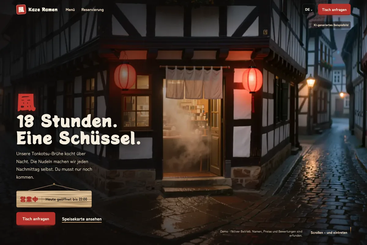 Kaze Ramen — Ein digitaler Platz am Tresen.